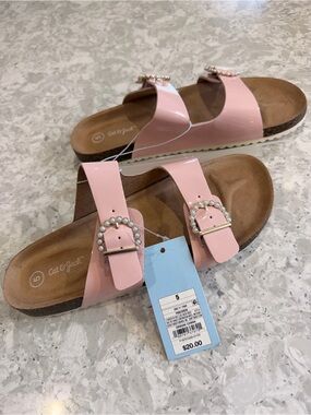 Cat and Jack NEW Pink Pearl-Embellished Double Strap Sandals